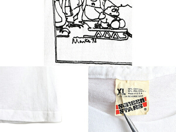 90s USA製 ■ アート イラスト プリント Tシャツ ( メンズ XL 小さめ L 程) 90年代 オールド シングルステッチ キャラクター SCREEN STARS