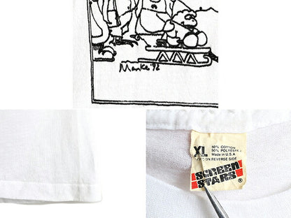 90s USA製 ■ アート イラスト プリント Tシャツ ( メンズ XL 小さめ L 程) 90年代 オールド シングルステッチ キャラクター SCREEN STARS