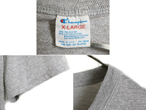 80s USA製 ■ チャンピオン 3段 カレッジ プリント Tシャツ ( メンズ XL ) 古着 80年代 Champion ビンテージ シングルステッチ 霜降り 灰