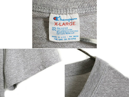 80s USA製 ■ チャンピオン 3段 カレッジ プリント Tシャツ ( メンズ XL ) 古着 80年代 Champion ビンテージ シングルステッチ 霜降り 灰