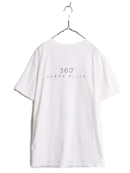 90s ペリーエリス メッセージ ロゴ プリント Tシャツ メンズ レディース XL 90年代 オールド PERRY ELLIS シングルステッチ 白 モノトーン