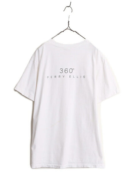 90s ペリーエリス メッセージ ロゴ プリント Tシャツ メンズ レディース XL 90年代 オールド PERRY ELLIS シングルステッチ 白 モノトーン