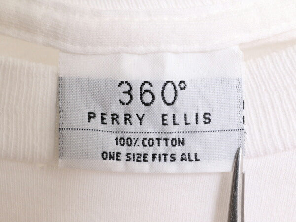 90s ペリーエリス メッセージ ロゴ プリント Tシャツ メンズ レディース XL 90年代 オールド PERRY ELLIS シングルステッチ 白 モノトーン