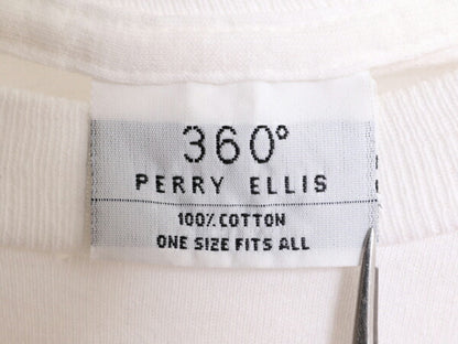 90s ペリーエリス メッセージ ロゴ プリント Tシャツ メンズ レディース XL 90年代 オールド PERRY ELLIS シングルステッチ 白 モノトーン