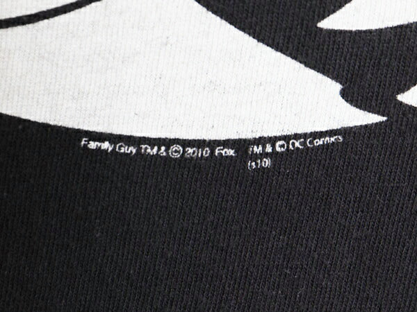 ファミリーガイ DCコミック パロディ プリント 半袖 Tシャツ メンズ L / 古着 アニメ オフィシャル キャラクター コメディー 黒 モノトーン