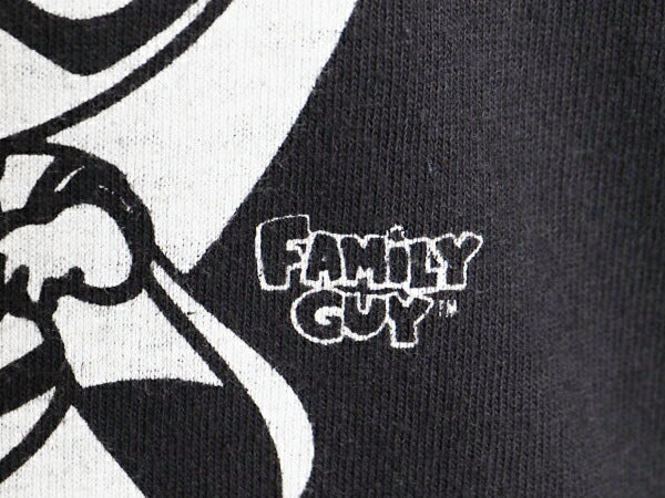ファミリーガイ DCコミック パロディ プリント 半袖 Tシャツ メンズ L / 古着 アニメ オフィシャル キャラクター コメディー 黒 モノトーン