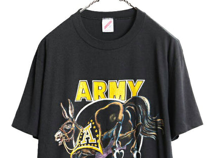 80s USA製 バドワイザー x US ARMY イラスト プリント Tシャツ メンズ L / 80年代 ヴィンテージ 企業物 当時物 オフィシャル ミリタリー 黒