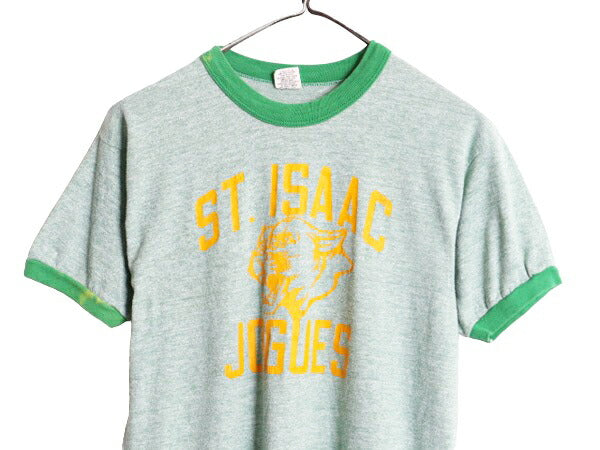 70s 80s USA製 ラッセル 3段 カレッジ プリント リンガー Tシャツ メンズ M 70年代 80年代 ヴィンテージ RUSSELL 金タグ シングルステッチ