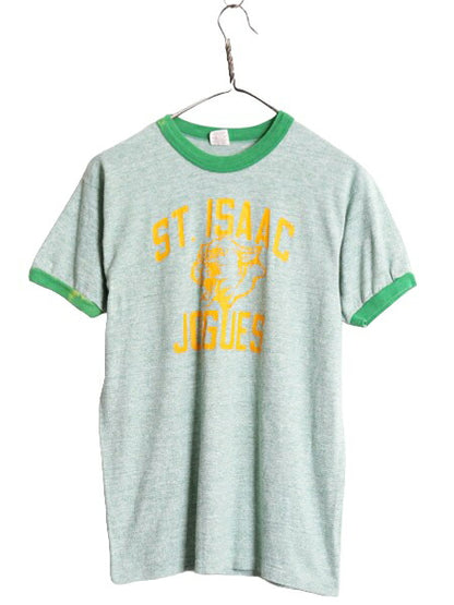 70s 80s USA製 ラッセル 3段 カレッジ プリント リンガー Tシャツ メンズ M 70年代 80年代 ヴィンテージ RUSSELL 金タグ シングルステッチ