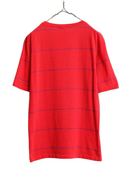 80s USA製 ボーダー ポケット付き Tシャツ メンズ M 古着 80年代 ヴィンテージ アメリカ製 ツートーン シングルステッチ 半袖Tシャツ ポケT
