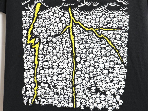 00s バンド スカル グラフィック イラスト プリント Tシャツ メンズ M 00年代 オールド ロック ドクロ 音物 ヘビーウェイト モノトーン 黒