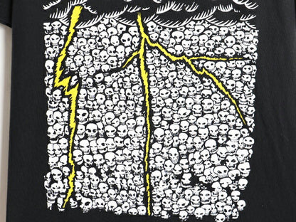 00s バンド スカル グラフィック イラスト プリント Tシャツ メンズ M 00年代 オールド ロック ドクロ 音物 ヘビーウェイト モノトーン 黒