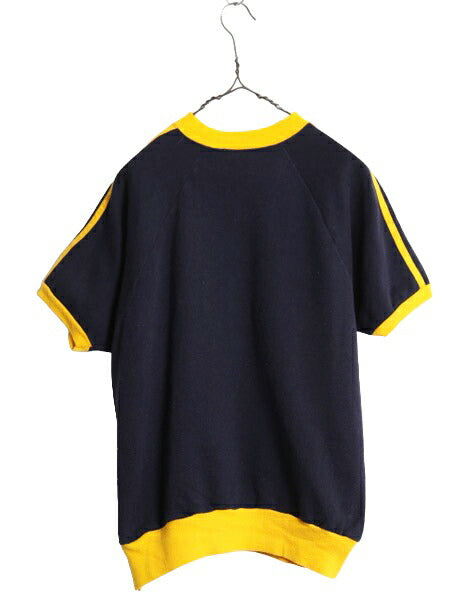 70s カレッジ プリント 半袖 スウェット メンズ XL 小さめ L 程/ 70年代 ヴィンテージ 裏起毛 モックネック ラグラン トレーナー 袖ライン