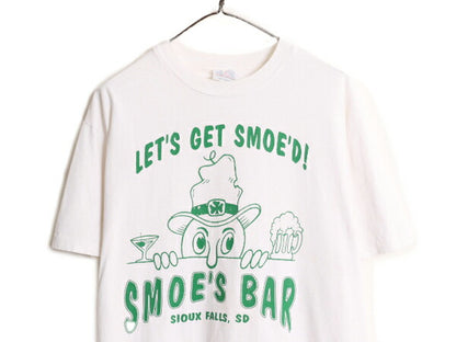 90s 企業 キャラクター イラスト プリント Tシャツ メンズ L / 90年代 オールド 半袖Tシャツ 企業物 当時物 シングルステッチ 白 ヘインズ