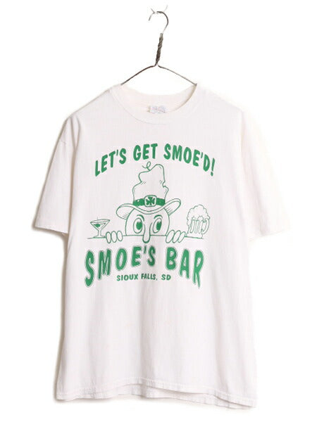 90s 企業 キャラクター イラスト プリント Tシャツ メンズ L / 90年代 オールド 半袖Tシャツ 企業物 当時物 シングルステッチ 白 ヘインズ