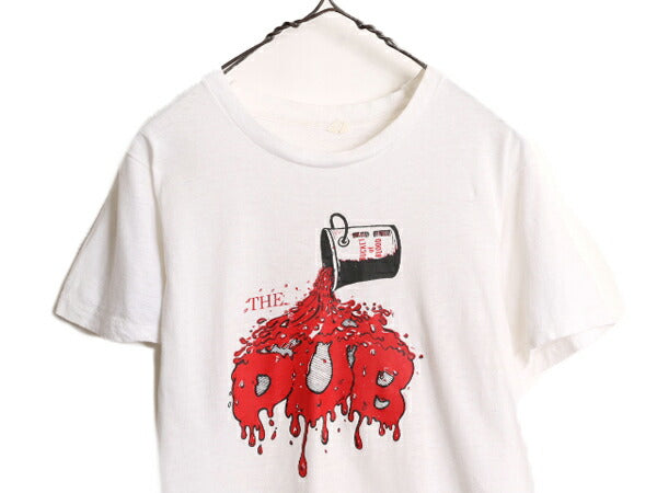 70s 企業物 グラフィック イラスト プリント Tシャツ メンズ S 程/ 70年代 ヴィンテージ 企業 当時物 アート シングルステッチ コットン 白