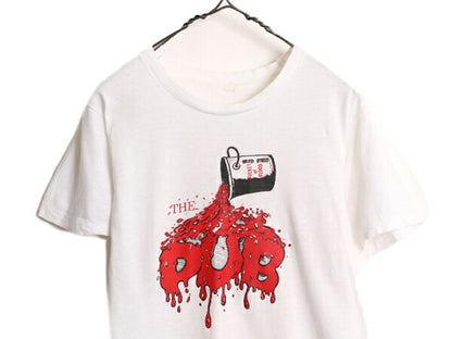 70s 企業物 グラフィック イラスト プリント Tシャツ メンズ S 程/ 70年代 ヴィンテージ 企業 当時物 アート シングルステッチ コットン 白