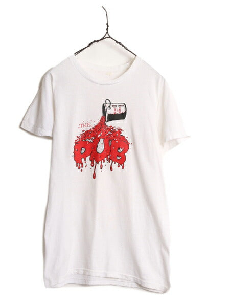 70s 企業物 グラフィック イラスト プリント Tシャツ メンズ S 程/ 70年代 ヴィンテージ 企業 当時物 アート シングルステッチ コットン 白