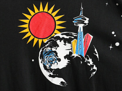 デッドストック 90s 宇宙 アート イラスト オールオーバー プリント Tシャツ メンズ XL 程/ 90年代 オールド 大判 アート グラフィック 黒