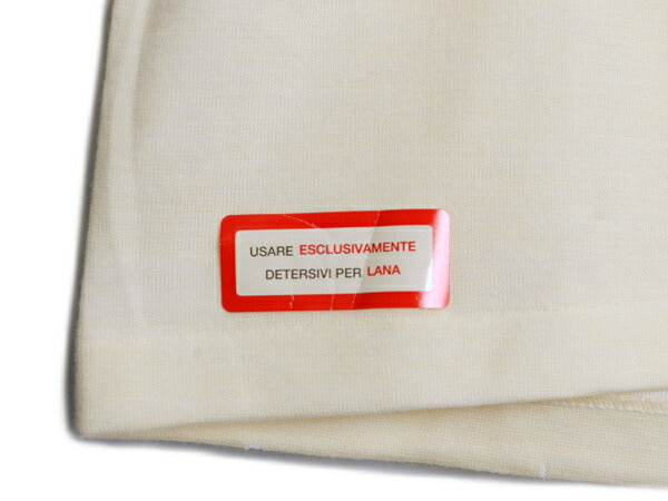デッドストック 90s イタリア製 Ragno クルーネック リブ付き Tシャツ オールド メンズ レディース L ウール コットン ナチュラル インナー