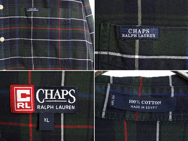 90s ■ チャップス ラルフローレン タータン チェック 長袖 ボタンダウン シャツ ( メンズ XL ) 90年代 オールド POLO CHAPS ポロ コットン