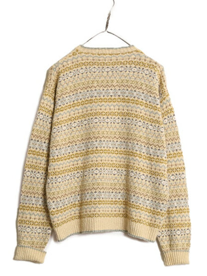 90s J CREW フェアアイル ニット セーター メンズ M / 古着 90年代 オールド ジェイクルー 巨人タグ ノルディック Vネック コットン リネン