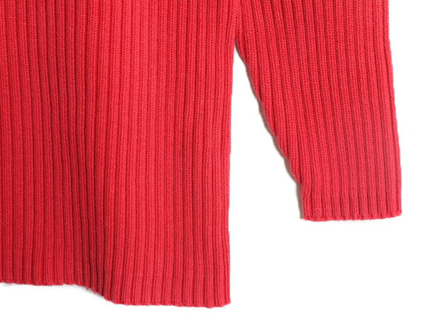 90s OLD GAP リブ編み コットン ニット セーター メンズ レディース M 古着 オールド ギャップ ケーブル 無地 クルーネック 旧タグ 厚手 赤