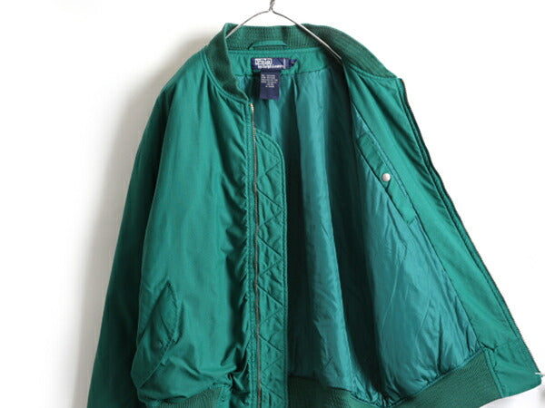 90s 大きいサイズ XL ■ POLO ポロ ラルフローレン MA-1 タイプ フライト ジャケット メンズ / 中綿 ボンバー ブルゾン ミリタリー MA1 緑