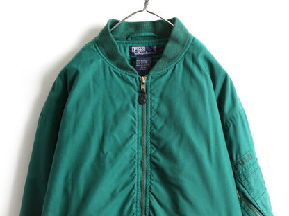 90s 大きいサイズ XL ■ POLO ポロ ラルフローレン MA-1 タイプ フライト ジャケット メンズ / 中綿 ボンバー ブルゾン ミリタリー MA1 緑