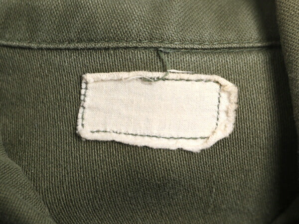 70s 75年製 米軍実物 US ARMY コットン サテン ユーティリティ シャツ メンズ S 70年代 ヴィンテージ ミリタリー アーミー OG107 シャツ袖
