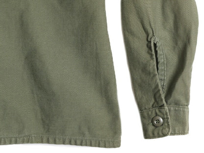 70s 75年製 米軍実物 US ARMY コットン サテン ユーティリティ シャツ メンズ S 70年代 ヴィンテージ ミリタリー アーミー OG107 シャツ袖