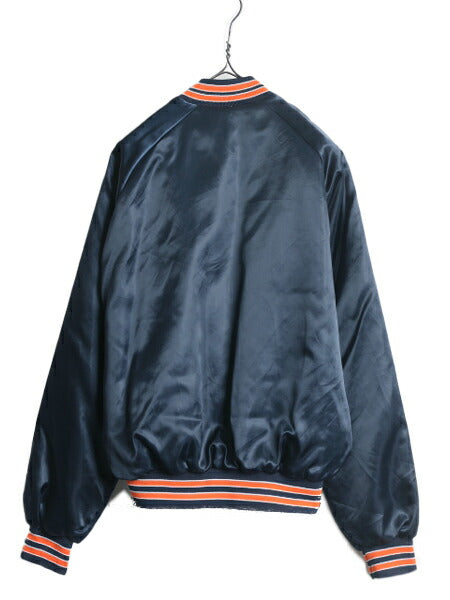 80s USA製 NFL オフィシャル ベアーズ ナイロン サテン スタジャン メンズ L / 古着 80年代 ヴィンテージ チョークライン 中綿 ジャケット