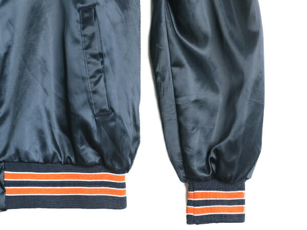 80s USA製 NFL オフィシャル ベアーズ ナイロン サテン スタジャン メンズ L / 古着 80年代 ヴィンテージ チョークライン 中綿 ジャケット