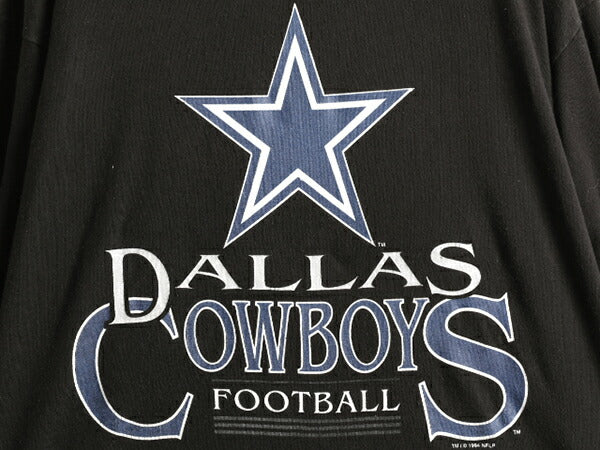90s USA製 ■ NFL オフィシャル カウボーイズ プリント 長袖 Tシャツ メンズ L / 90年代 オールド アメフト ロンT 黒 ヘビーウェイト SALEM