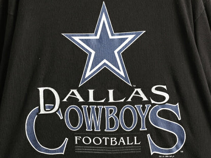 90s USA製 ■ NFL オフィシャル カウボーイズ プリント 長袖 Tシャツ メンズ L / 90年代 オールド アメフト ロンT 黒 ヘビーウェイト SALEM