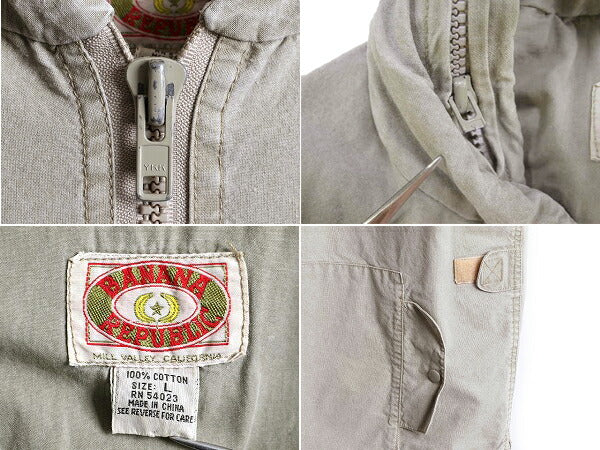 80s ■ バナナリパブリック サファリ ベスト ( メンズ L ) 80年代 ビンテージ BANANA REPUBLIC 旧タグ 収納フード ハンティング アウトドア