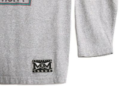 90s USA製 ディズニー オフィシャル ミッキー プリント フード付き 長袖 Tシャツ メンズ XL / 古着 90年代 キャラクター ロンT パーカー 灰