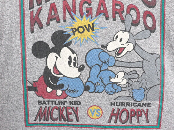 90s USA製 ディズニー オフィシャル ミッキー プリント フード付き 長袖 Tシャツ メンズ XL / 古着 90年代 キャラクター ロンT パーカー 灰