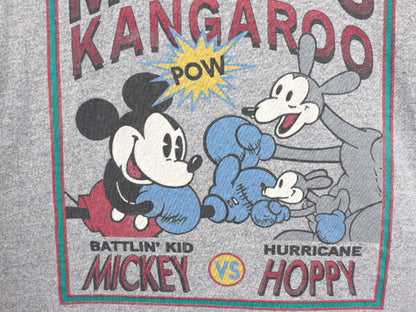 90s USA製 ディズニー オフィシャル ミッキー プリント フード付き 長袖 Tシャツ メンズ XL / 古着 90年代 キャラクター ロンT パーカー 灰