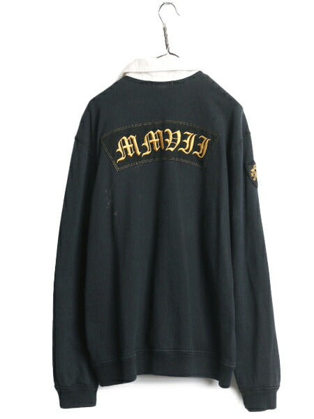 00s ポロ ラルフローレン ラガー タイプ スウェット ジャケット メンズ XL / オールド フルジップ 裏 サーマル ラグビー 大きいサイズ 黒