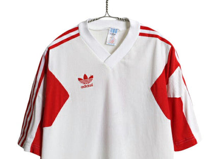 90s アディダス サッカー ユニフォーム メンズ M 古着 オールド Tシャツ トレフォイル CLIMALITE トレーニング ゲームシャツ チュニジア製