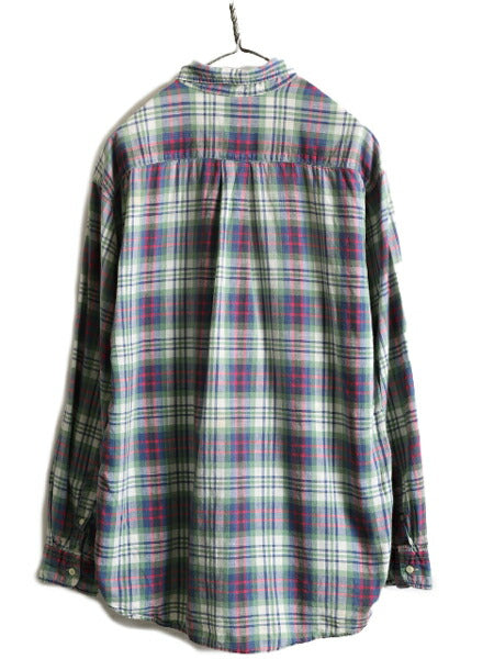 90s ■ J CREW インディアン マドラス チェック 長袖 ボタンダウン シャツ ( メンズ L ) 90年代 Jクルー ジェイクルー 巨人タグ コットン