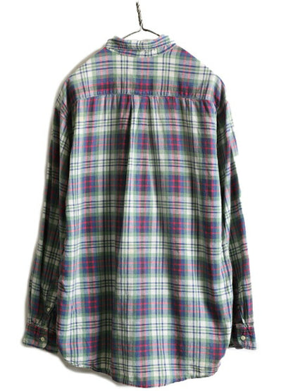 90s ■ J CREW インディアン マドラス チェック 長袖 ボタンダウン シャツ ( メンズ L ) 90年代 Jクルー ジェイクルー 巨人タグ コットン