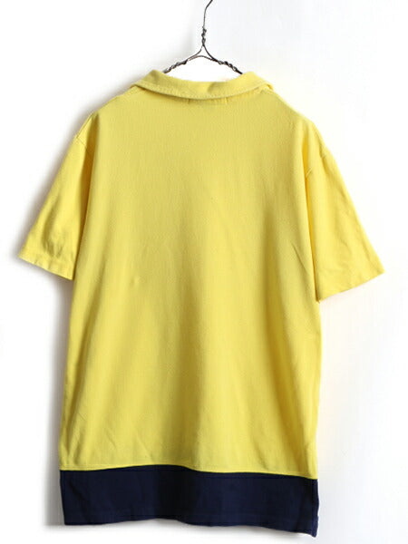 00s ■ POLO SPORT ラルフローレン 2トーン 鹿の子 半袖 ポロシャツ ( メンズ L ) 古着 00年代 ポロ ポロスポーツ 半袖シャツ ワンポイント
