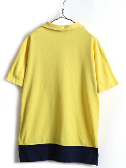 00s ■ POLO SPORT ラルフローレン 2トーン 鹿の子 半袖 ポロシャツ ( メンズ L ) 古着 00年代 ポロ ポロスポーツ 半袖シャツ ワンポイント