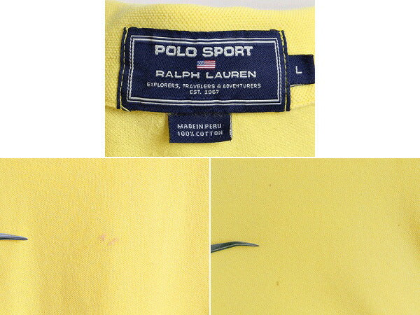 00s ■ POLO SPORT ラルフローレン 2トーン 鹿の子 半袖 ポロシャツ ( メンズ L ) 古着 00年代 ポロ ポロスポーツ 半袖シャツ ワンポイント