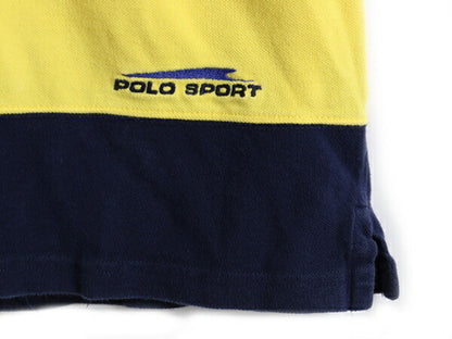 00s ■ POLO SPORT ラルフローレン 2トーン 鹿の子 半袖 ポロシャツ ( メンズ L ) 古着 00年代 ポロ ポロスポーツ 半袖シャツ ワンポイント