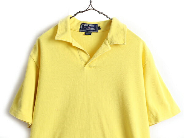 00s ■ POLO SPORT ラルフローレン 2トーン 鹿の子 半袖 ポロシャツ ( メンズ L ) 古着 00年代 ポロ ポロスポーツ 半袖シャツ ワンポイント
