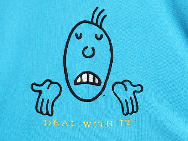 90s USA製 アート イラスト 刺繍 Tシャツ メンズ L / 90年代 オールド 当時物 キャラクター メッセージ ヘビーウェイト シングルステッチ