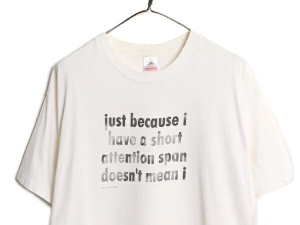 90s USA製 ジョーク メッセージ プリント Tシャツ メンズ XL / 90年代 オールド 当時物 大きいサイズ ヘビーウェイト シングルステッチ 白